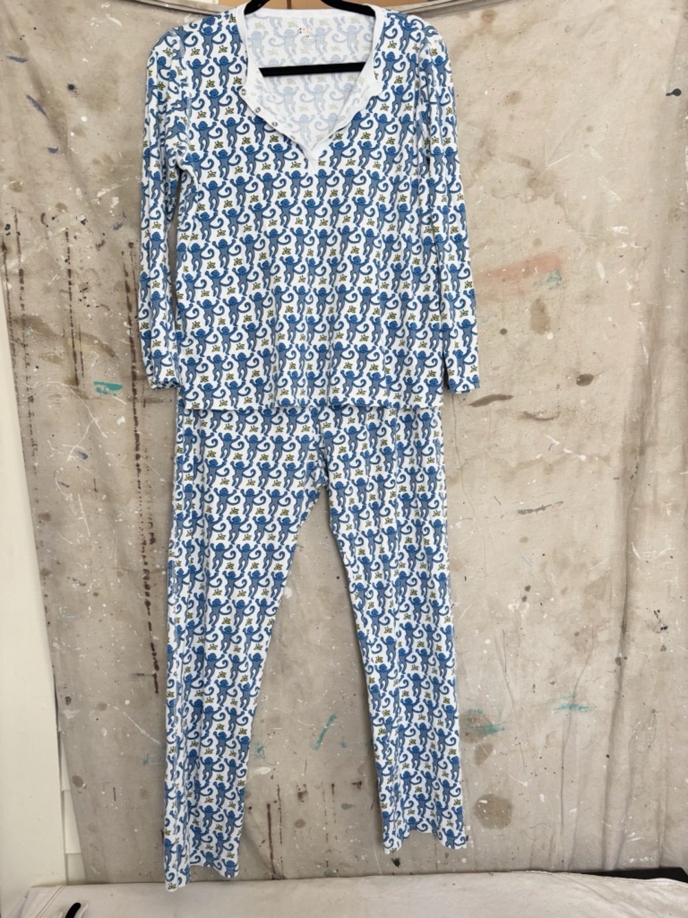 Roller Rabbit Monkey Print Long Sleeve Pajama Set